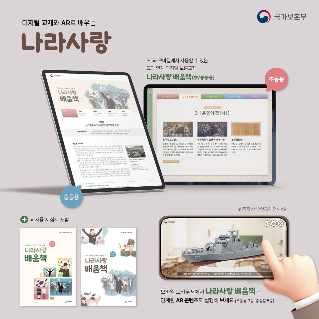 <나라사랑배움책 (초등용)> AR로 체험하는 교과 연계형 디지털 보훈 교재